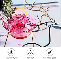 Vista 8 de Firlar Juego de 2 vasos de Martini, juego de entretenimiento de vidrio y metal, vasos de cóctel creativos de 5.4 onzas con soporte de cervatillo