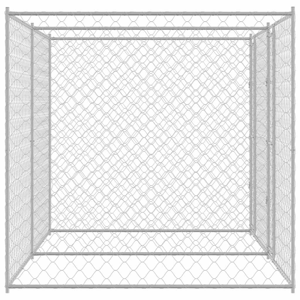 Klatka dla psa z ocynkowanej stali, srebrna 400 x 200 x 200 cm z zamykanymi drzwiami, duży kojec do ogrodu i na zewnątrz, wytrzymała blokada zapewnia bezpieczeństwo i ochronę