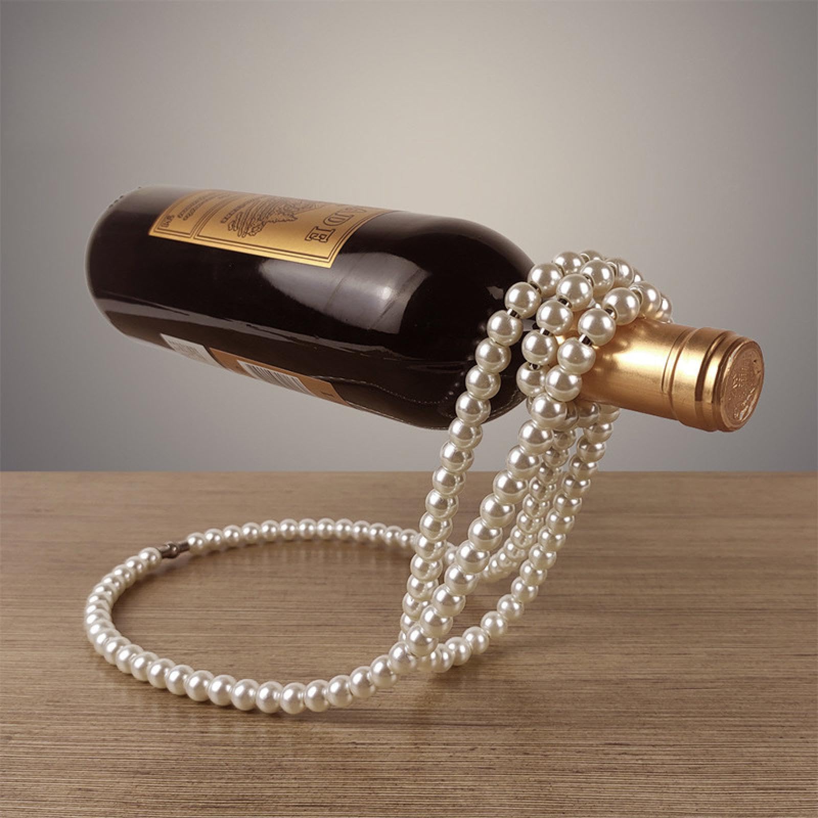 OWKAY Porte-bouteilles flottant avec collier de perles - Décoration d'intérieur ou de bureau