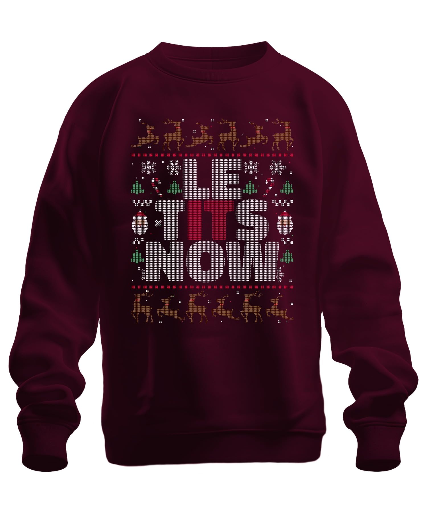 Printera Men's Burgundy Le Tits Now Funny Christmas Saying - Ugly Christmas Sweater Christmas Unisex Jumper, 3XL