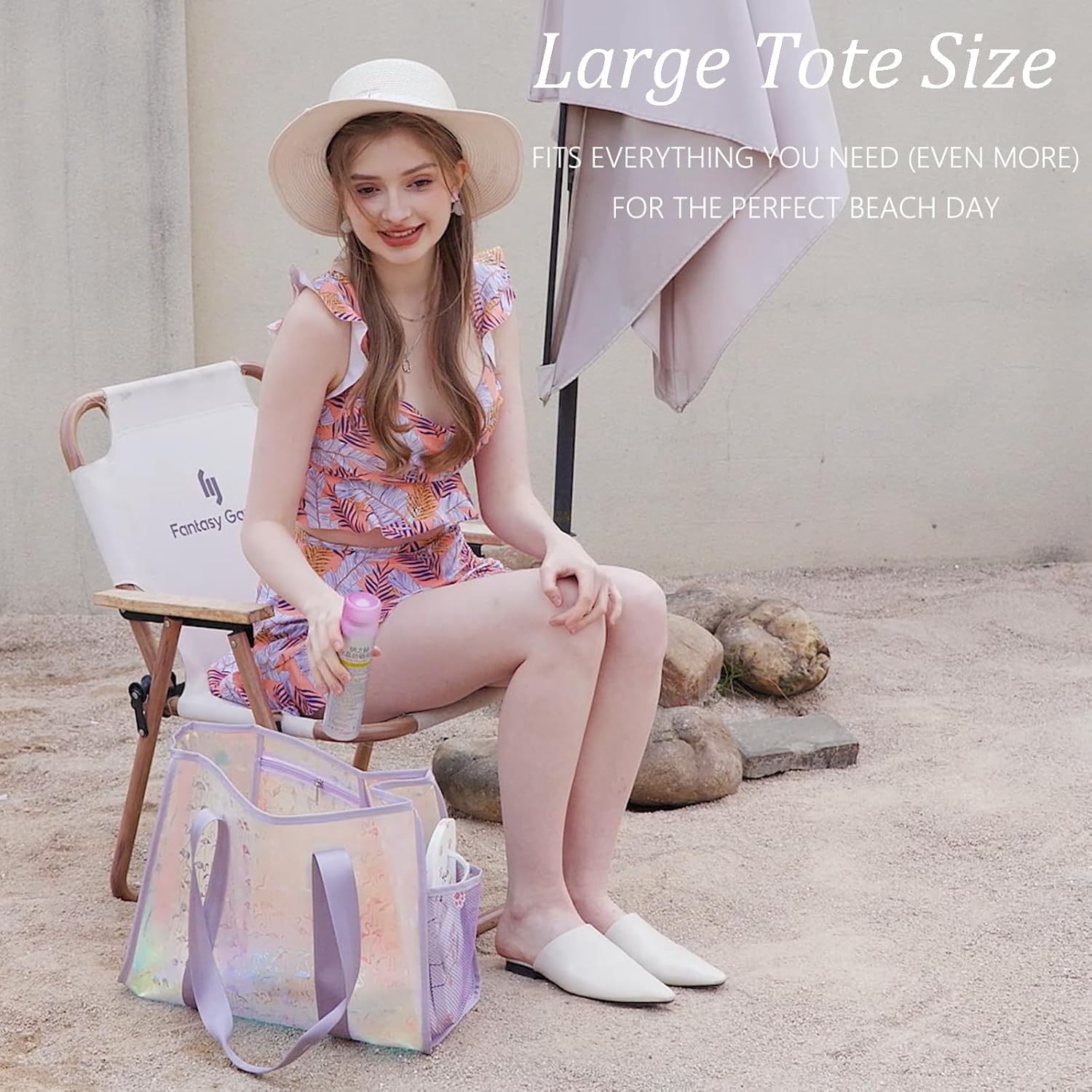 JIANYA Beach Bag, Tip-Proof Waterproof Pool Bag Shoulder Bag with Pockets for Work, Travel, Gym, Beach & Pool