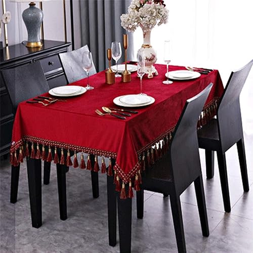 Miniatura 2 de Elegante y lujoso mantel cuadrado pequeño y grande de lujo, terciopelo sólido noble, rectangular, elegante, mantel con borlas, mantel rectangular