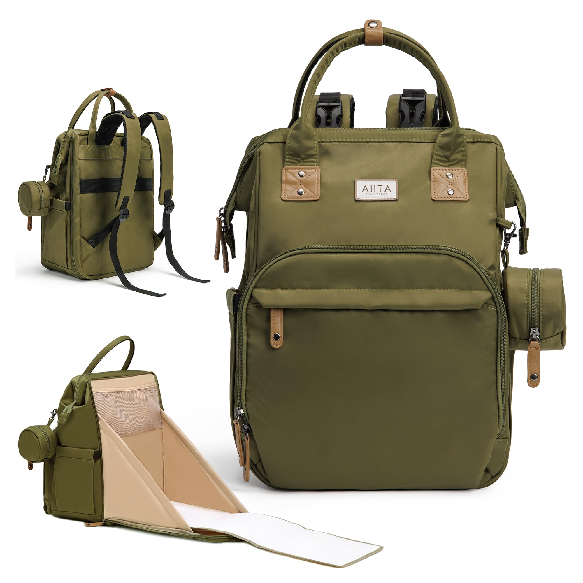 Wickeltaschen-Rucksack, multifunktionale Wickeltasche mit Wickelunterlage, Baby-Wickeltaschen für Jungen und Mädchen, stilvoller Reiserucksack mit großer Kapazität für Mütter, Väter,