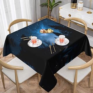 Square Decorative Tablecloth 60"x60" - Quality Waterproof Fabric for Dining Table Protection and Decoration Meteor Shower Track Printed