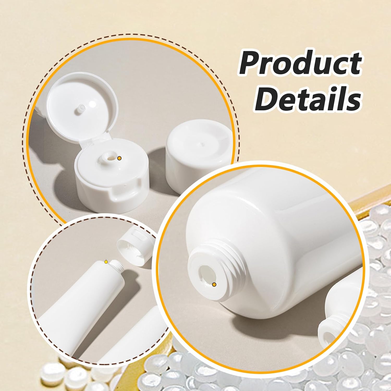 24PCS 30ML/1oz Empty Refillable Cosmetic Squeeze Tube Bottle Containers Jars Pot With Flip Cap For Makeup Shampoo Facial Cleanser Body Cream Shower Gel Liquids Lip Gloss (White) (Pack of 2)