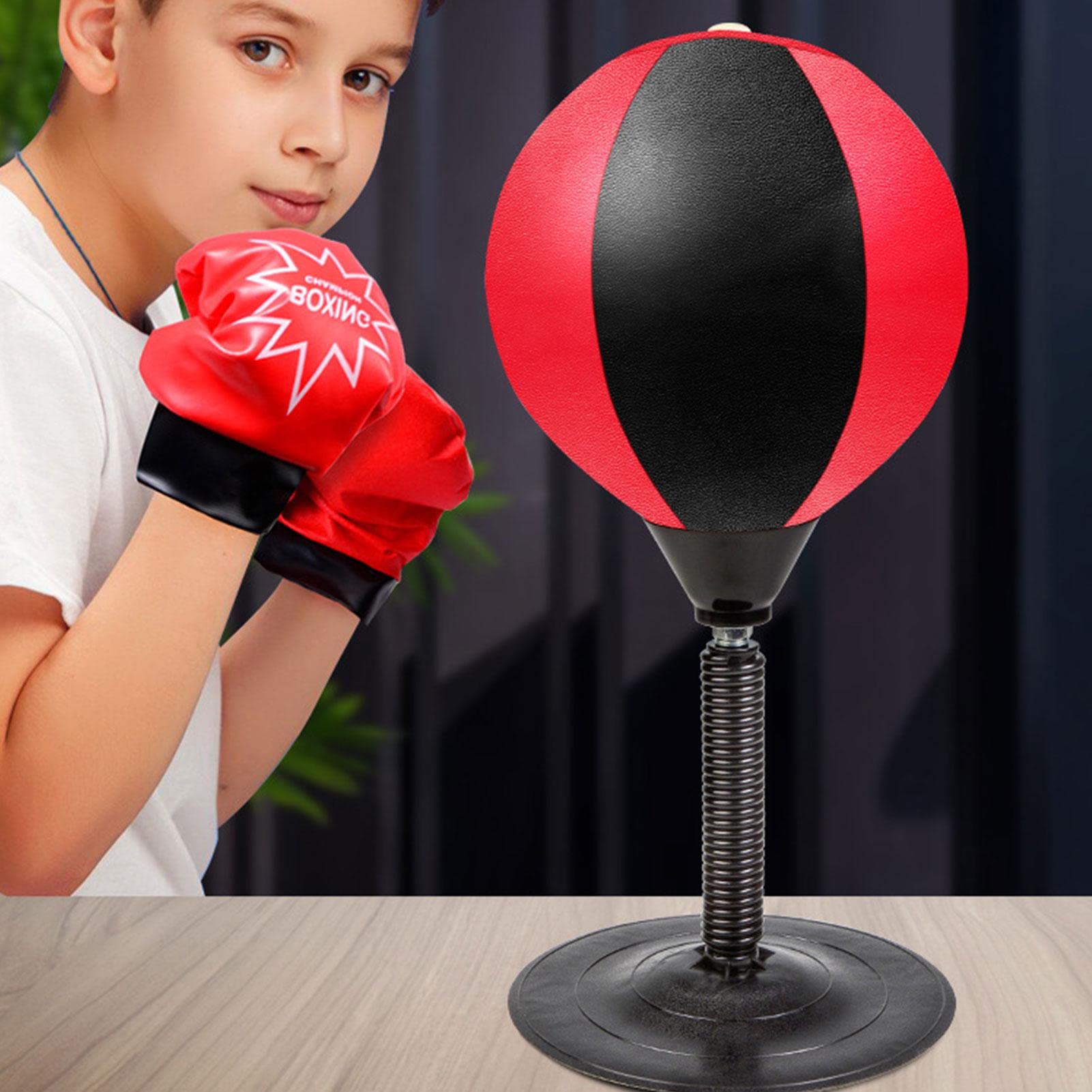 boxeo para el escritorio, sacos mesa para adultos, alivio del estrés Buster escritorio independiente cajas mesa bola ventosa juguete tensión para niños él padre niños Fulenyi