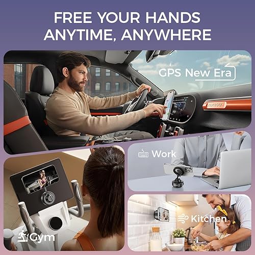 Miniatura 5 de Soporte magnético de succión eléctrica para teléfono MagSafe, soporte magnético ajustable de 360 para teléfono celular, plegable y portátil para