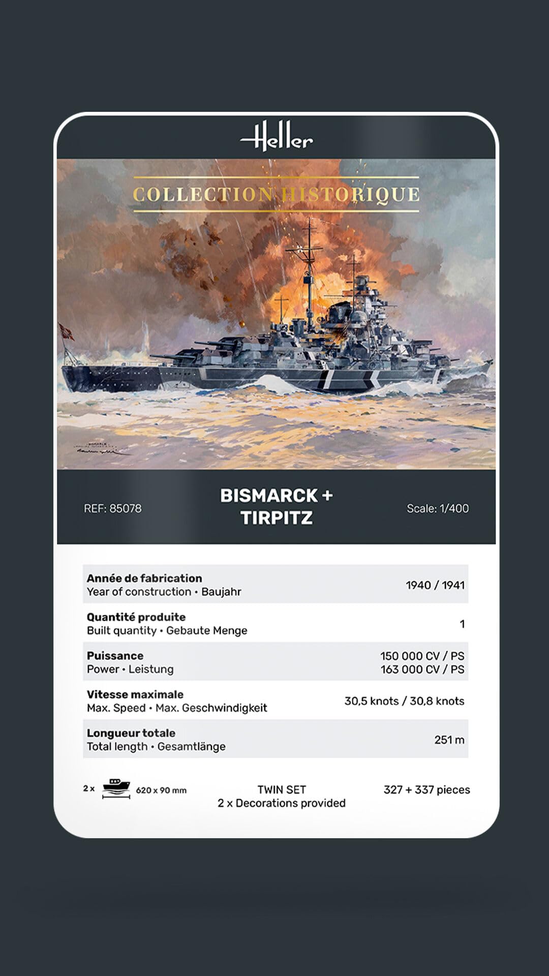 Heller 85078 Bismarck + Tirpitz TWINSET 1/400