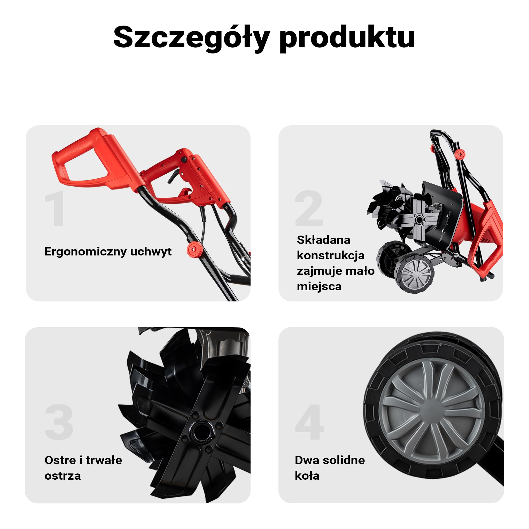Wiltec Elektryczna glebogryzarka o mocy 1500 W, kultywator ogrodowy z 24 nożami o długości 220 mm i prędkością jodłową 400 obr/min
