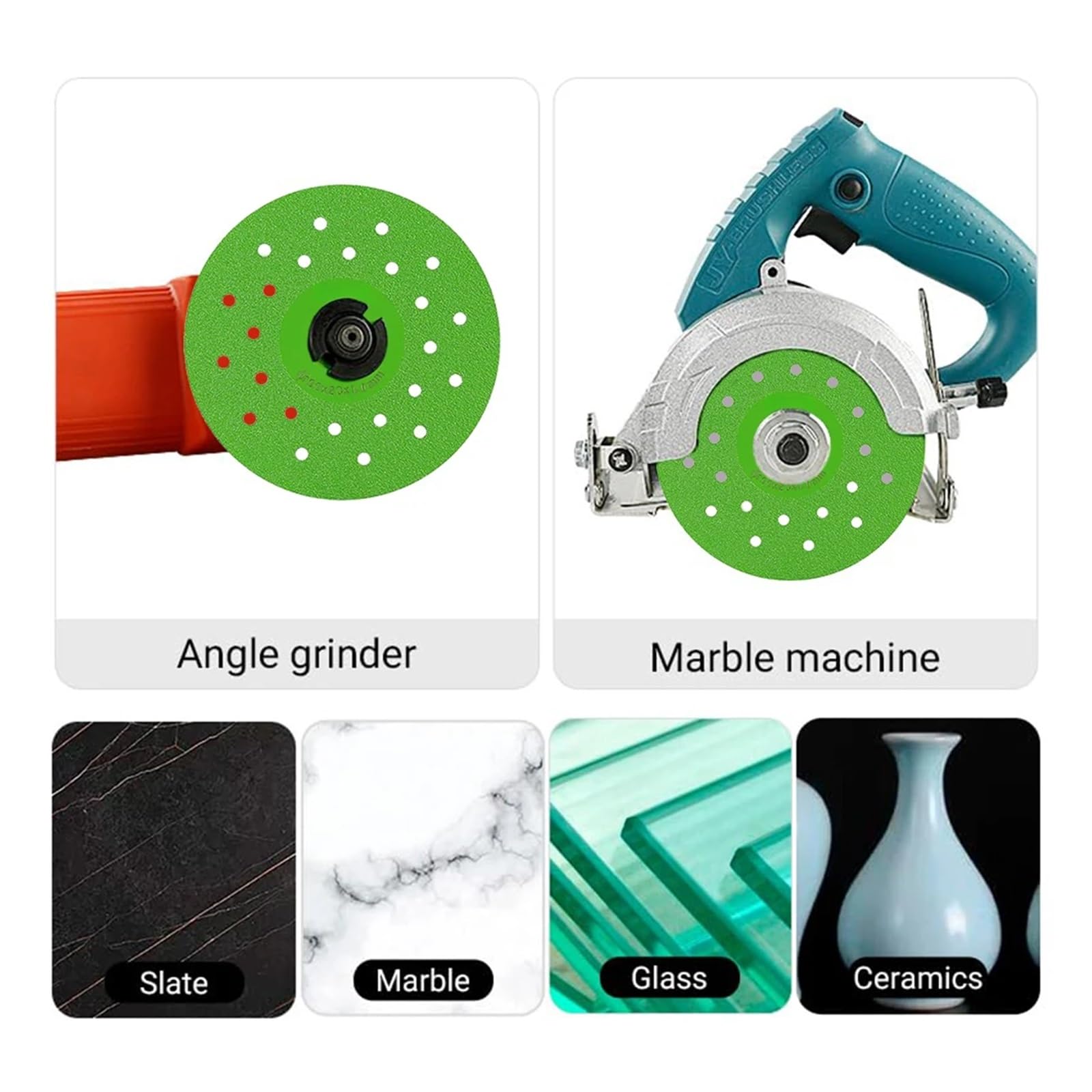 Disco de amolado para losas de roca, Losa de roca diamante verde 115 mm, disco corte for moler, azulejo porcelana mármol cerámico, 4 Uds