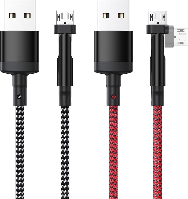 2Pack 10FT PS4 Charger Cord for Xbox One Controller,180° Rotation Micro USB Cable for PlayStation 4 Games,Xbox One S/X Slim Elite Controller,Dualshock 4 Con Troller Data Sync Cord