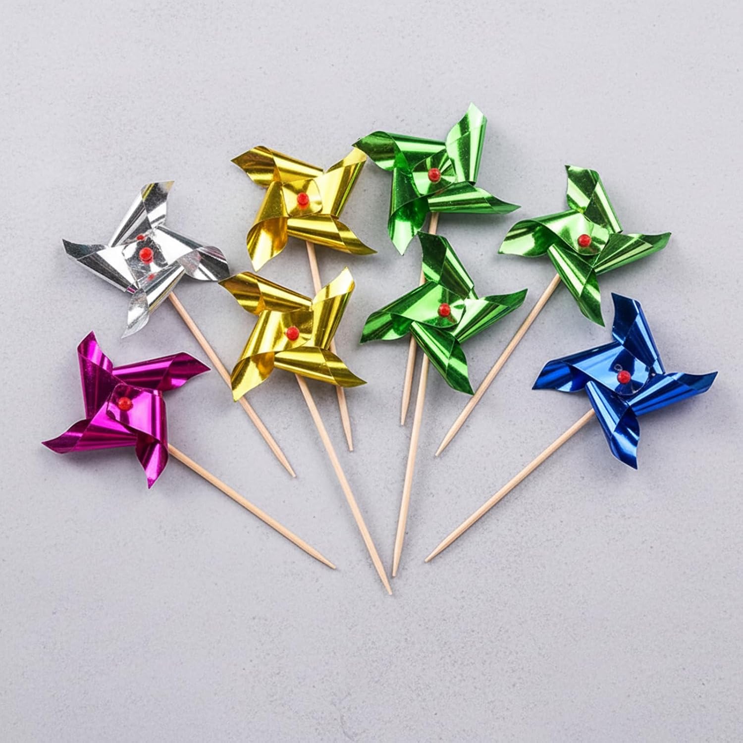 100 PCS Multicolor Pinwheel Picks, 4 Inch Cocktail Picks & Food Toothpicks, Cocktail Picks for Birthdays, Celebrations, Fruit, Drinks, Appetizers, Sandwiches, Charcuteries & More