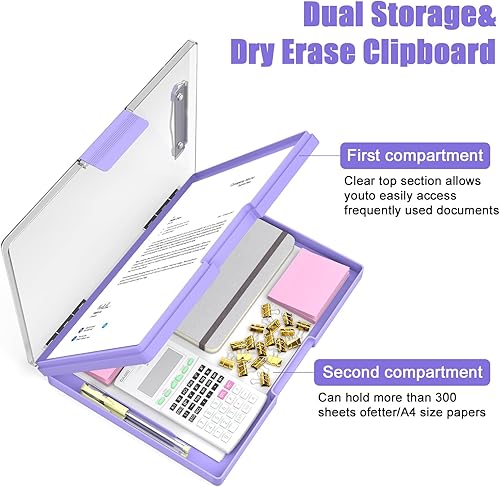 Miniatura 10 de Hongri Portapapeles de 8.5 x 11 pulgadas con almacenamiento, carpeta de enfermería, apertura lateral, portapapeles resistente con caja de