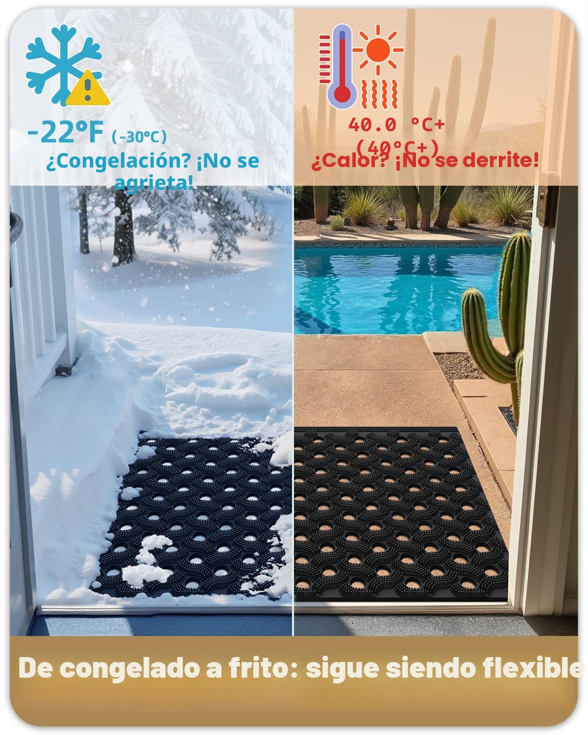 Color&Geometry Felpudo Exterior Antideslizante TPE 61x91 cm Gris