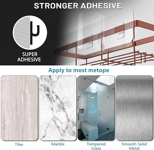 Miniatura 5 de Moforoco Estante organizador adhesivo para regadera, 5 unidades, organizador de almacenamiento de baño, decoración del hogar y la cocina dentro de