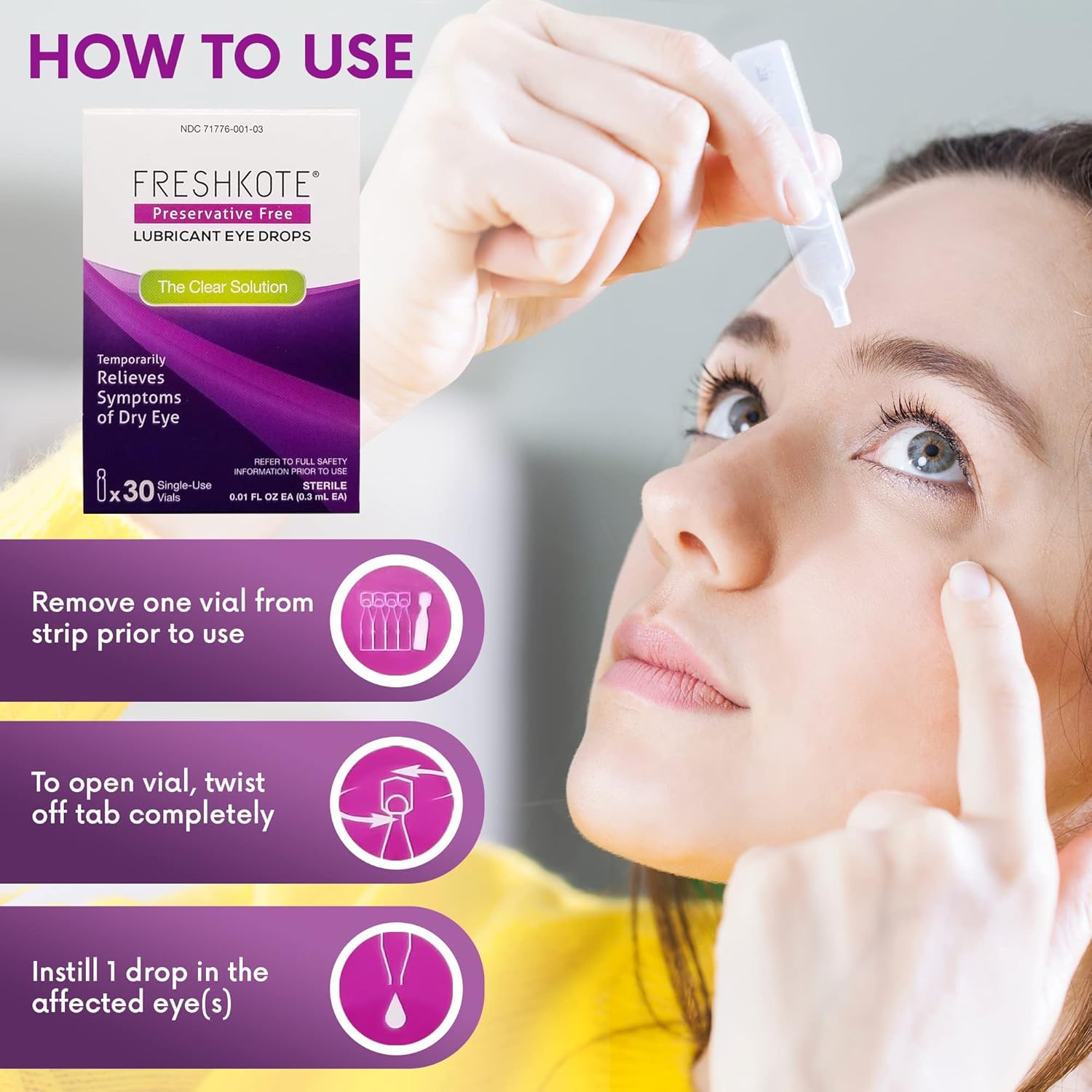Buy FRESHKOTE PreservativeFree Lubricant Eye Drops, 2 Packs of 30