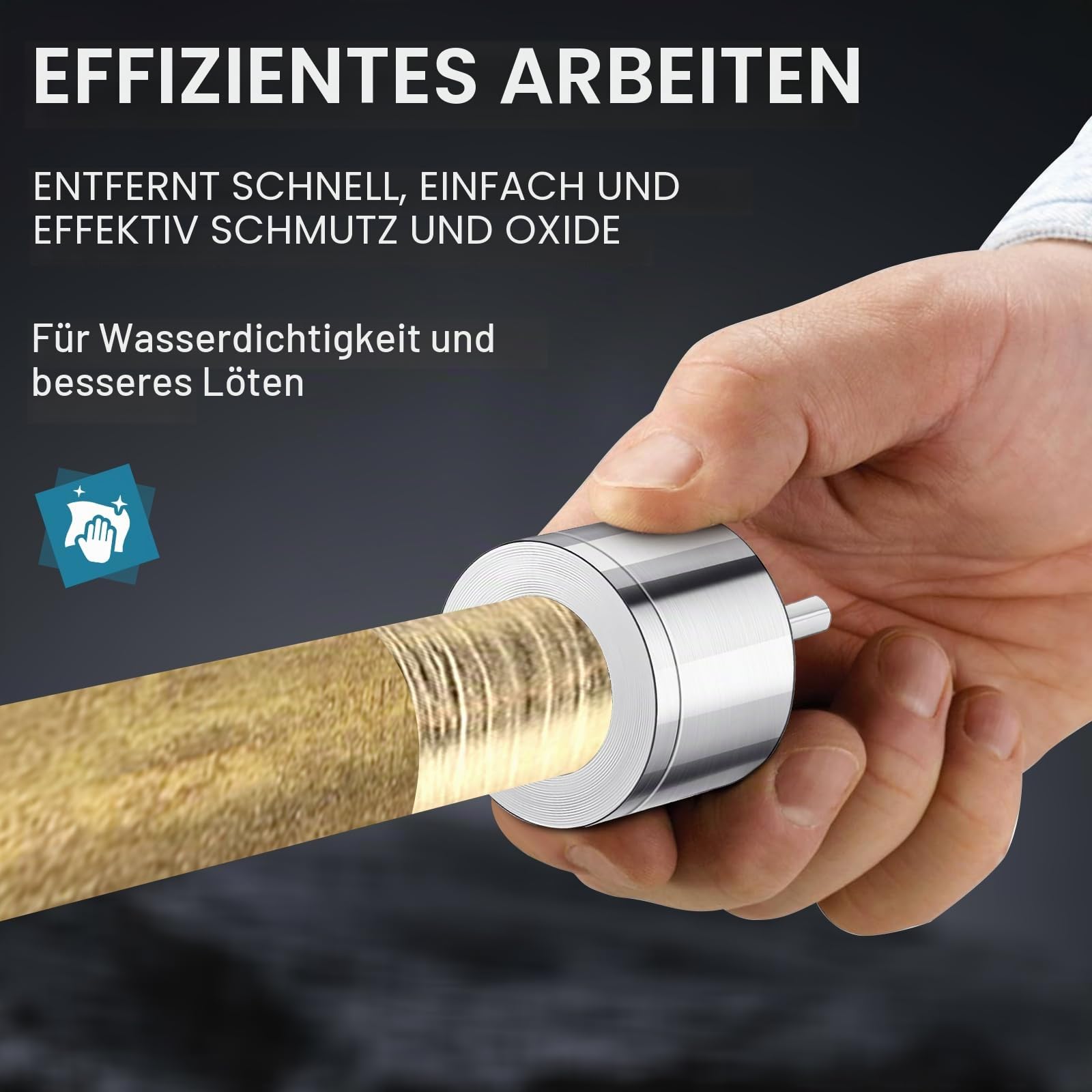 Kupferrohrreiniger, 15 + 22 mm Bohrrohr-Reinigungsbürste, Vollmetall-Kupferrohr-Reinigungsbürsten, effiziente Kupferrohrreiniger, Sanitärbürste für elektrische Bohrmaschine
