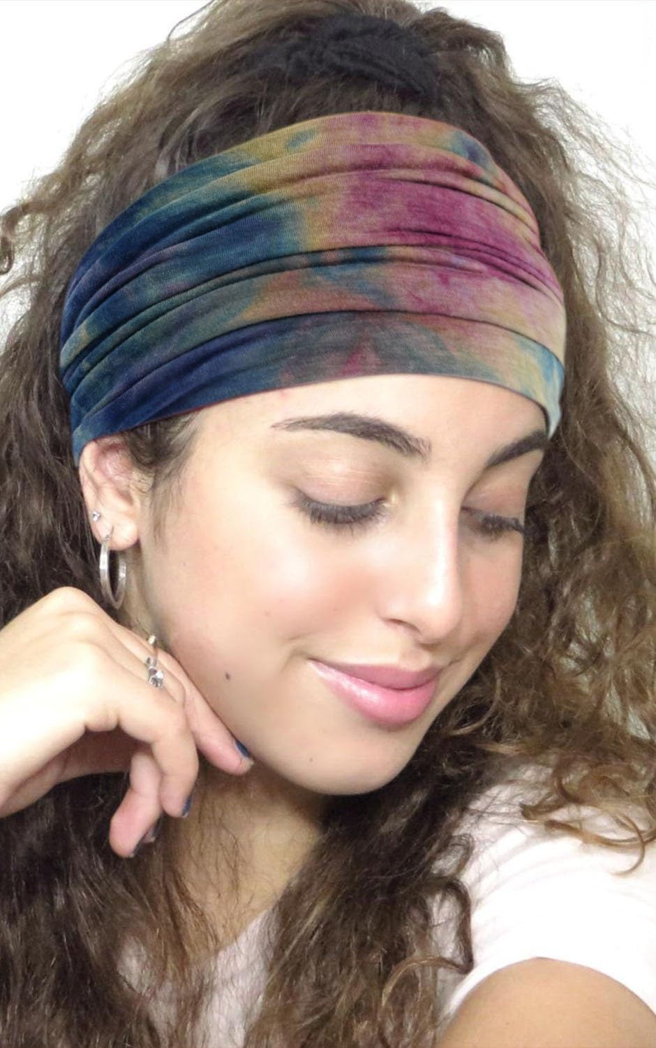 Fabme Premium Workout Gym Sports Hairband | Soft Elegant Sweat Absorbent Stylish Stretchable Wide Headband for Men & Women - Multicolored - Pack of 1-image-24