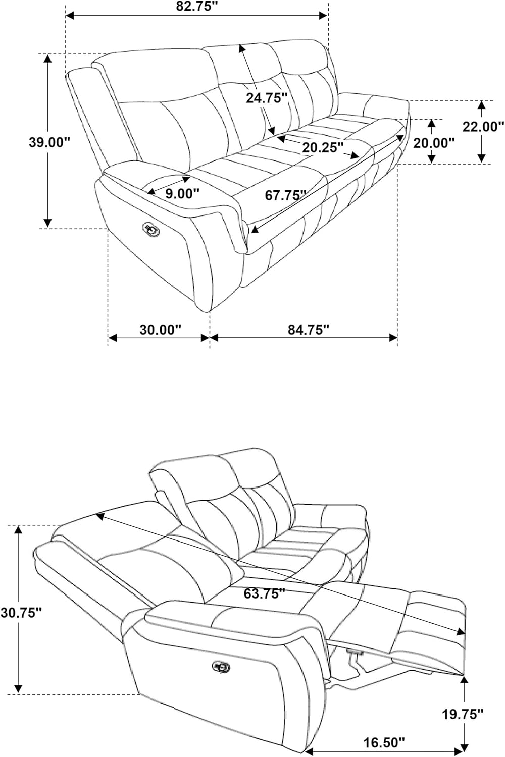 Lawrence Fabric Upholstered Reclining Sofa with Tufted Cushions Charcoal - Coaster Home Furnishings