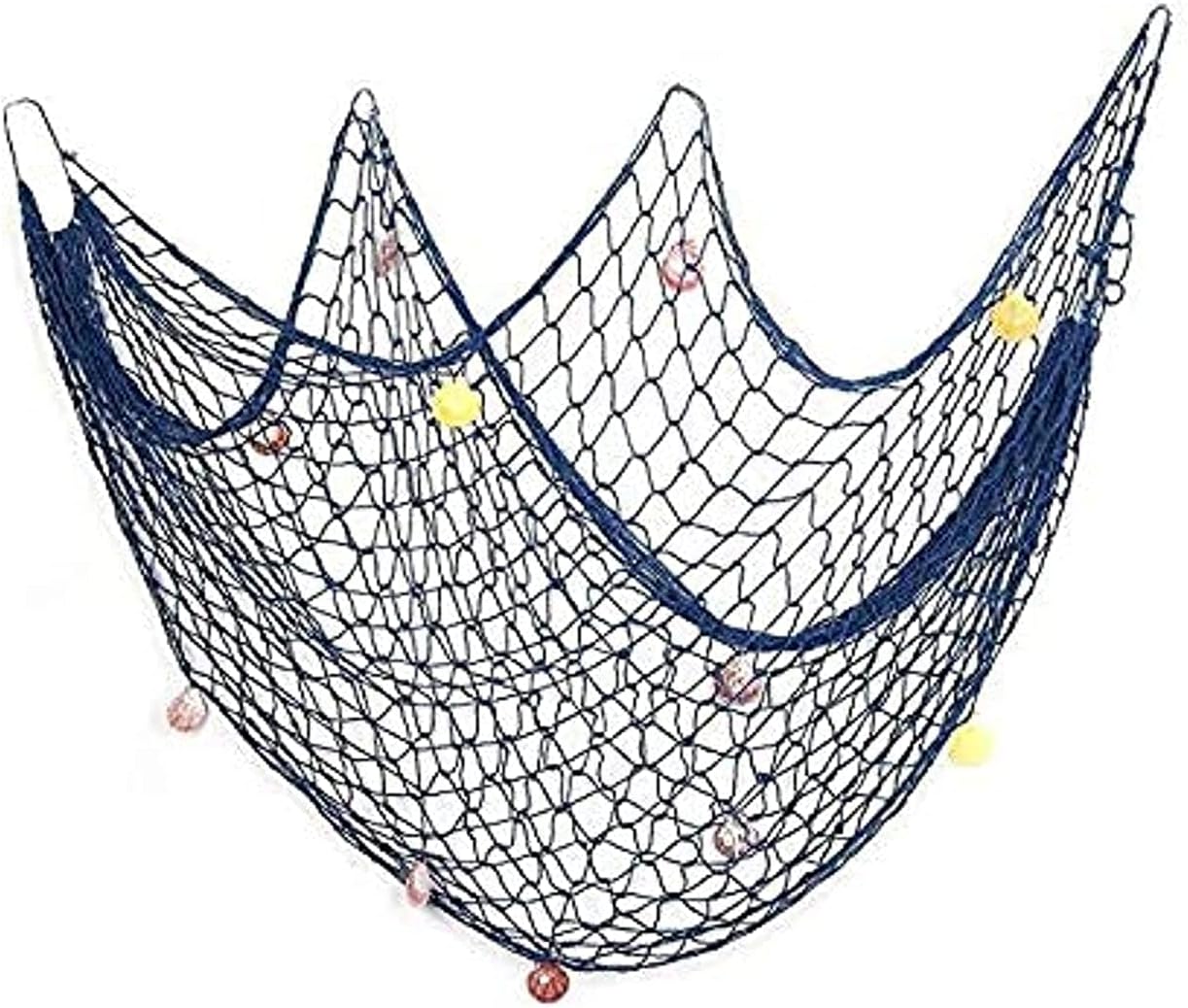 Decorative Fish Net, Mediterranean Style Nautical Decorative Fishing Net with Shells and Anchor Home Decor Room Decoration (2mx1.5m, Blue)