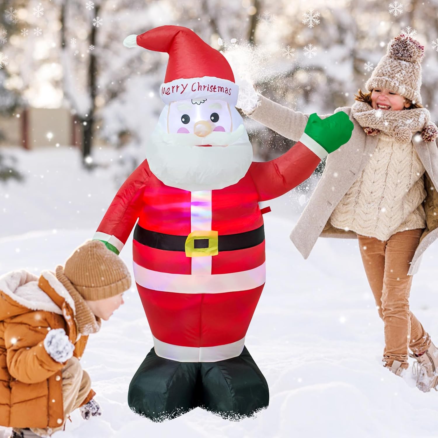 AJY 4ft Christmas Inflatable Santa Claus Inflatable Holiday Lighted Blow up Lighted Santa Claus Yard Decoration Suitable for Christmas Indoor and Outdoor
