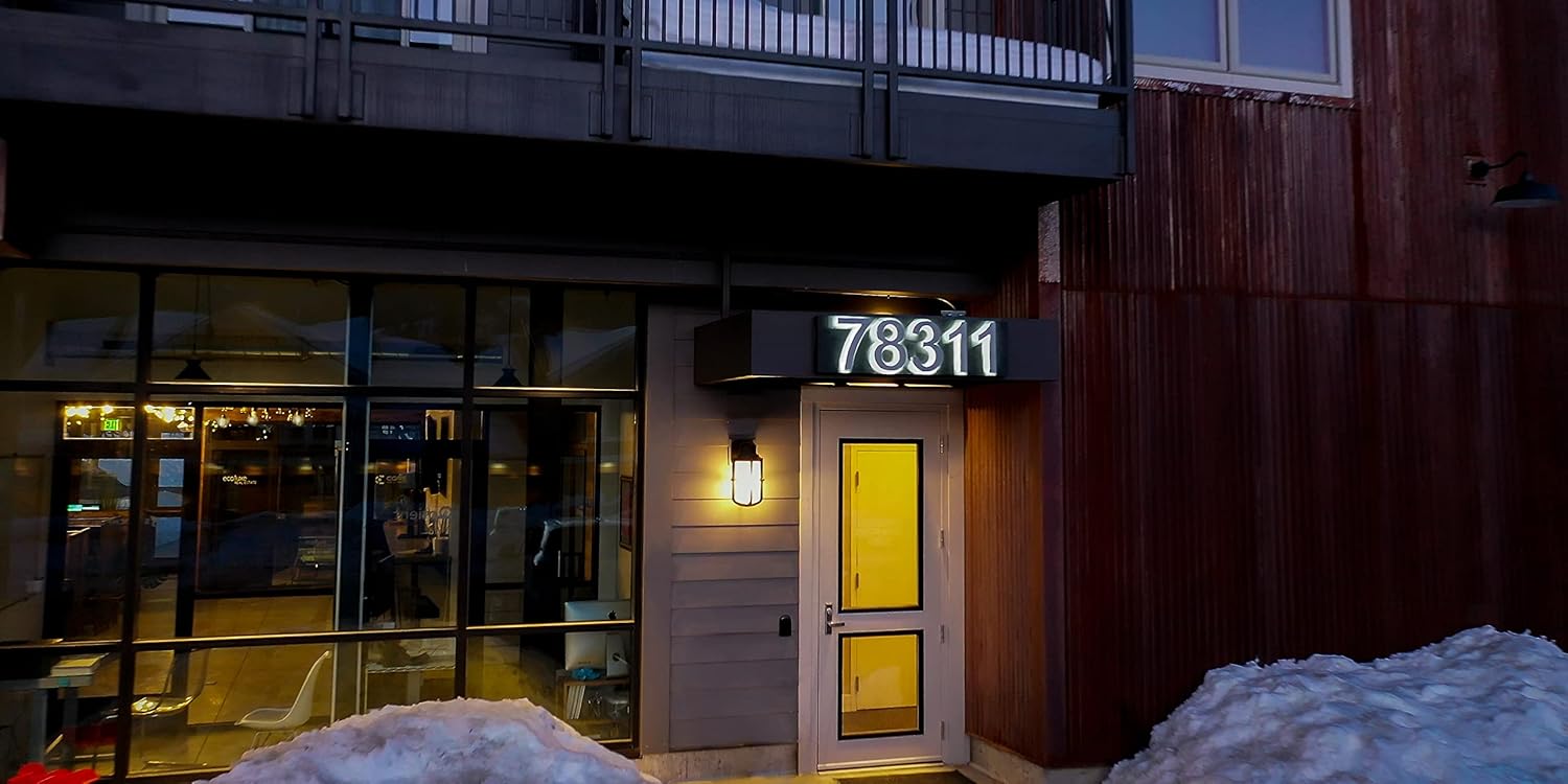 12 Inch Backlit LED House Numbers | Big, Modern lights Address Signs for Homes | Soft, Exterior Glow | Stainless-Steel Black Finish | Weather Resistant, Durable | by JELSCO (5, Neutra Black)