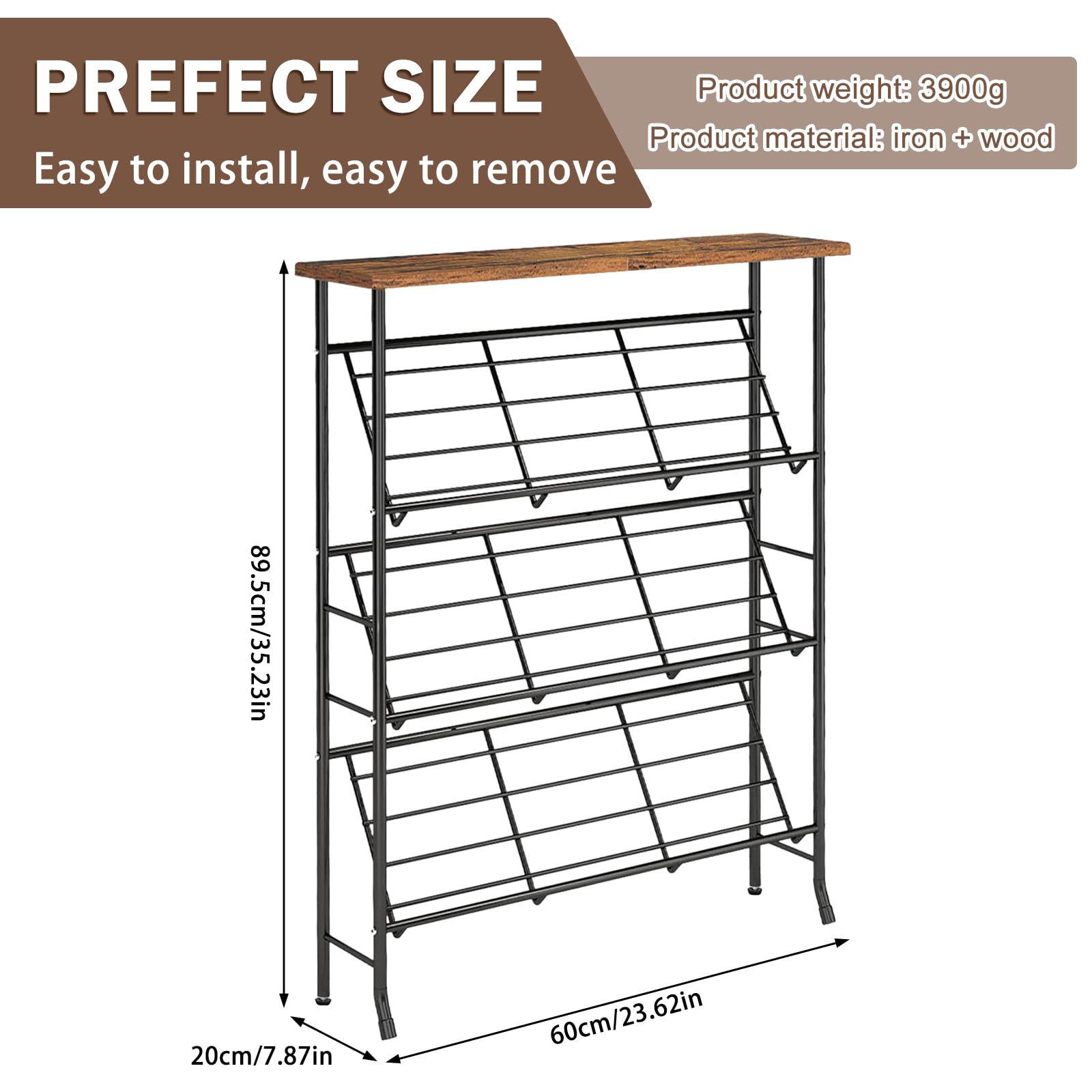 Schuhregal Schmal Metall, Shoe Rack mit 4 Ebenen, Stapelbares Kleines Schuhregal, SchuhstäNder Organizier für 12-16 Paar Schuhe, Schuhablage für Eingangsbereich Flur Wohnzimmer Schlafzimmer