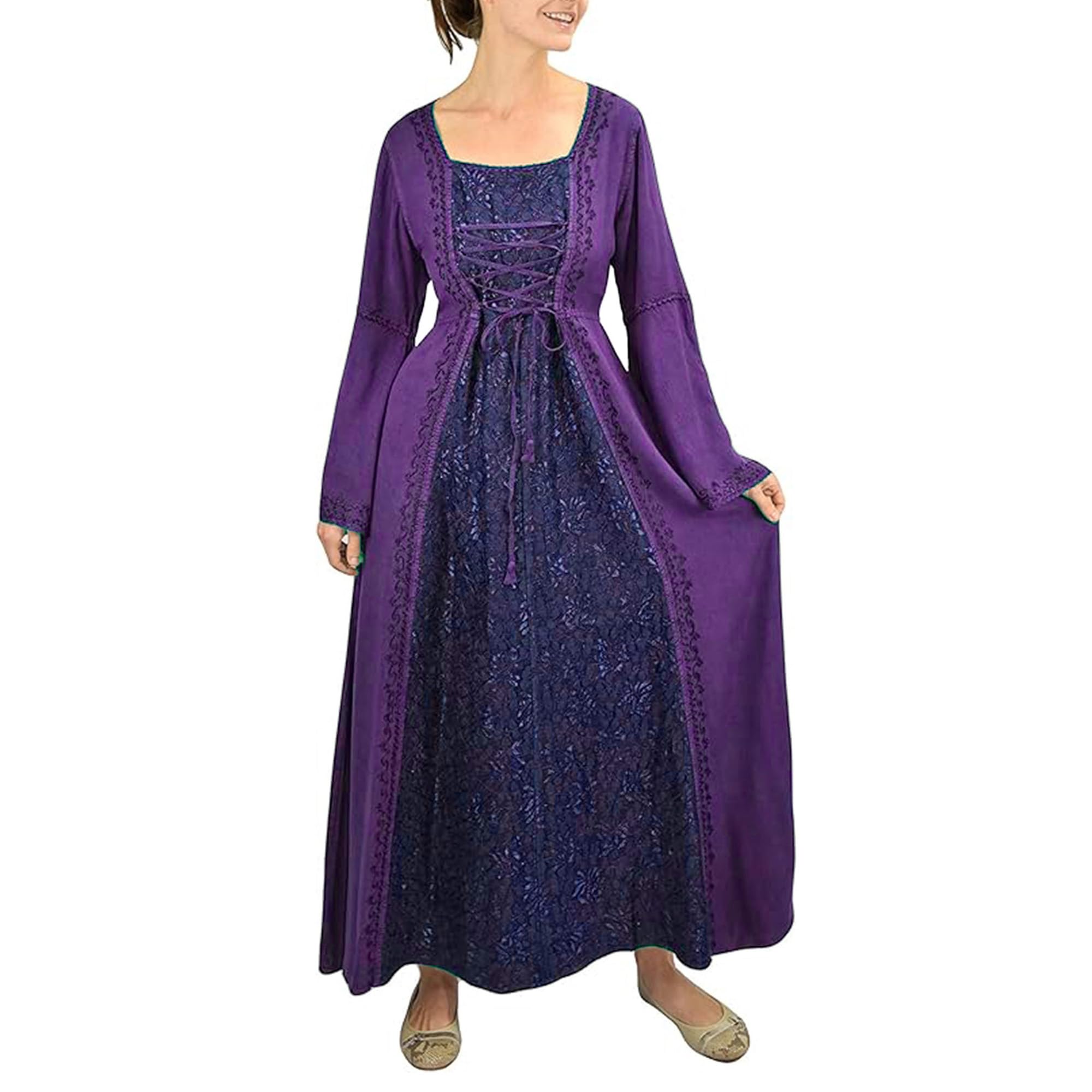 Agan Traders 2025 Renaissance Victorian Medieval Long Gown– Women’s Formal Corset Lace Dress for Halloween & Renaissance Fair