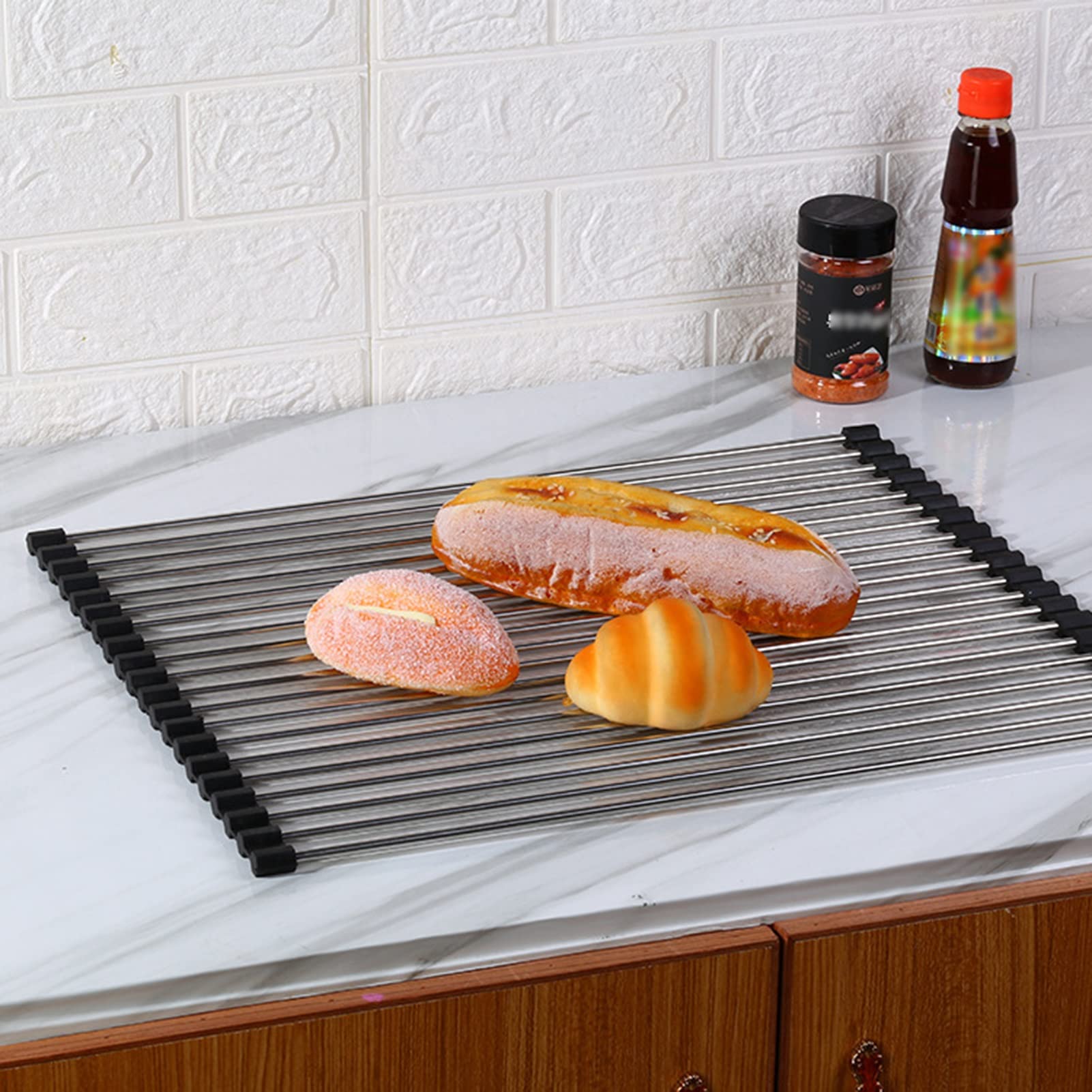 rejilla escurridora, Rejilla for secar platos sobre el fregadero, alfombrilla enrollable, varios tamaños(40 * 47cm)