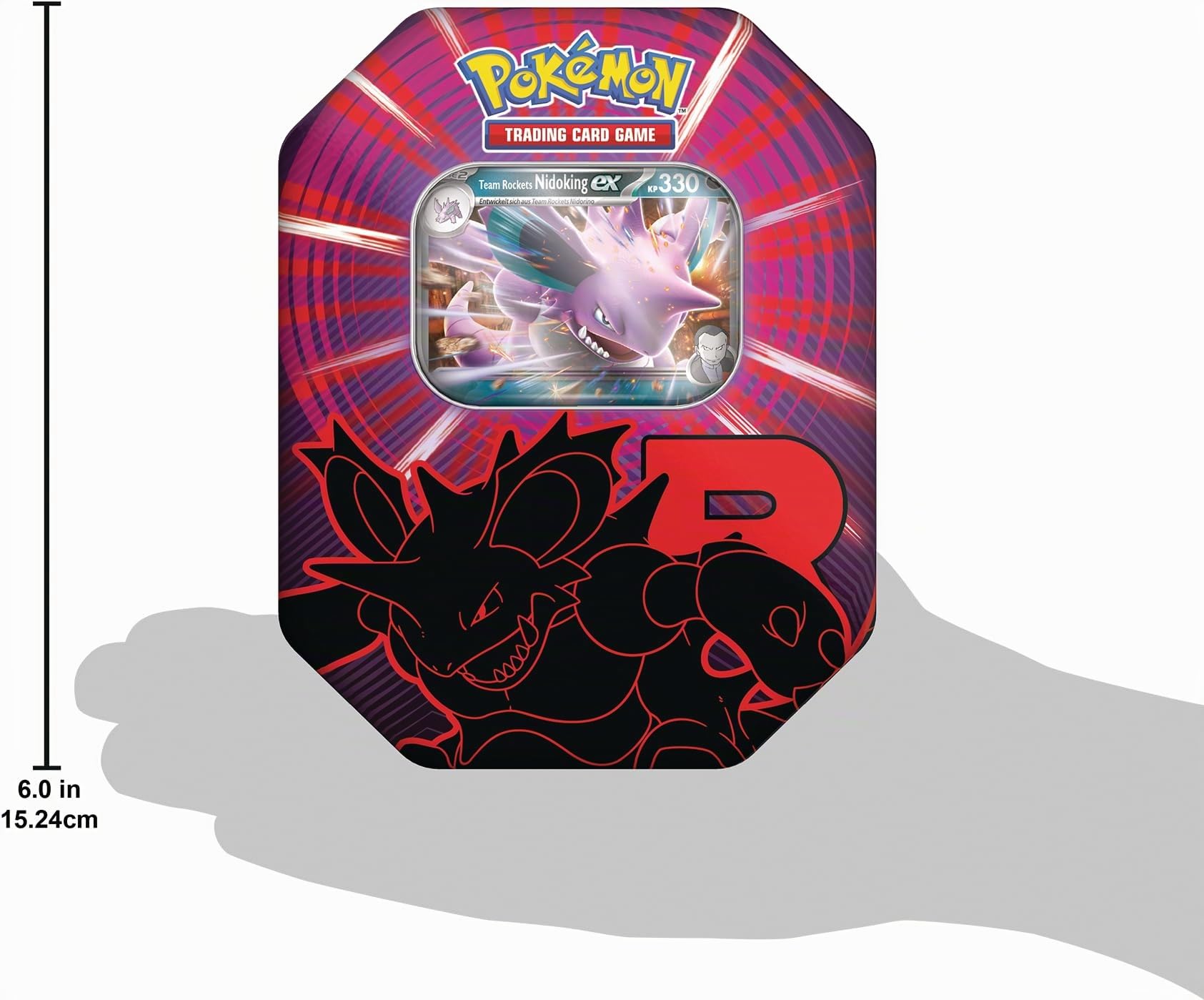 Pokémon - Gioco di carte collezionabili: Tin-Box Team Rocket – Nidoking-ex (1 carta promozionale olografica e 4 boosterpack)