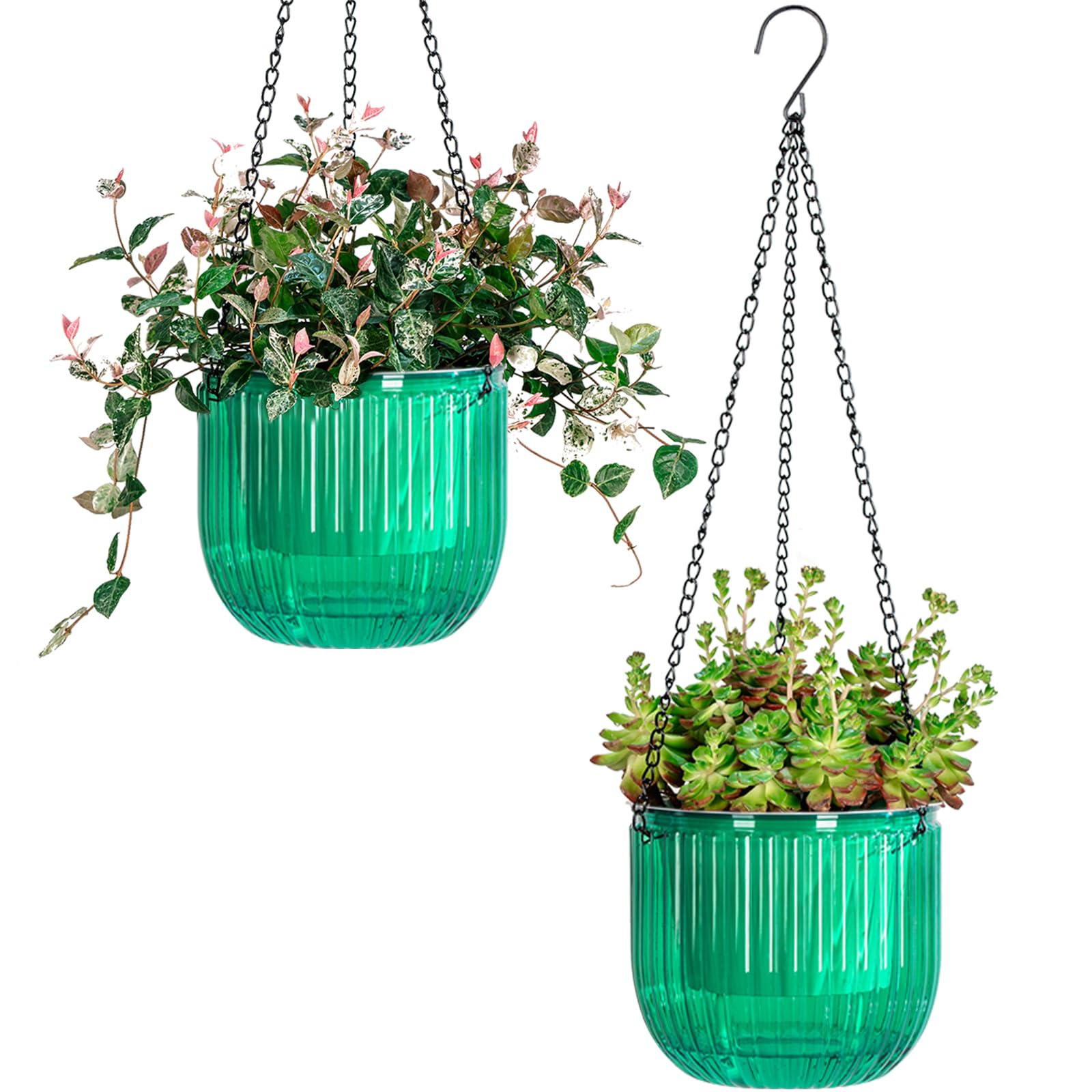 Josteve 6.5 Inch 2-Pack Self Watering Hanging Planter