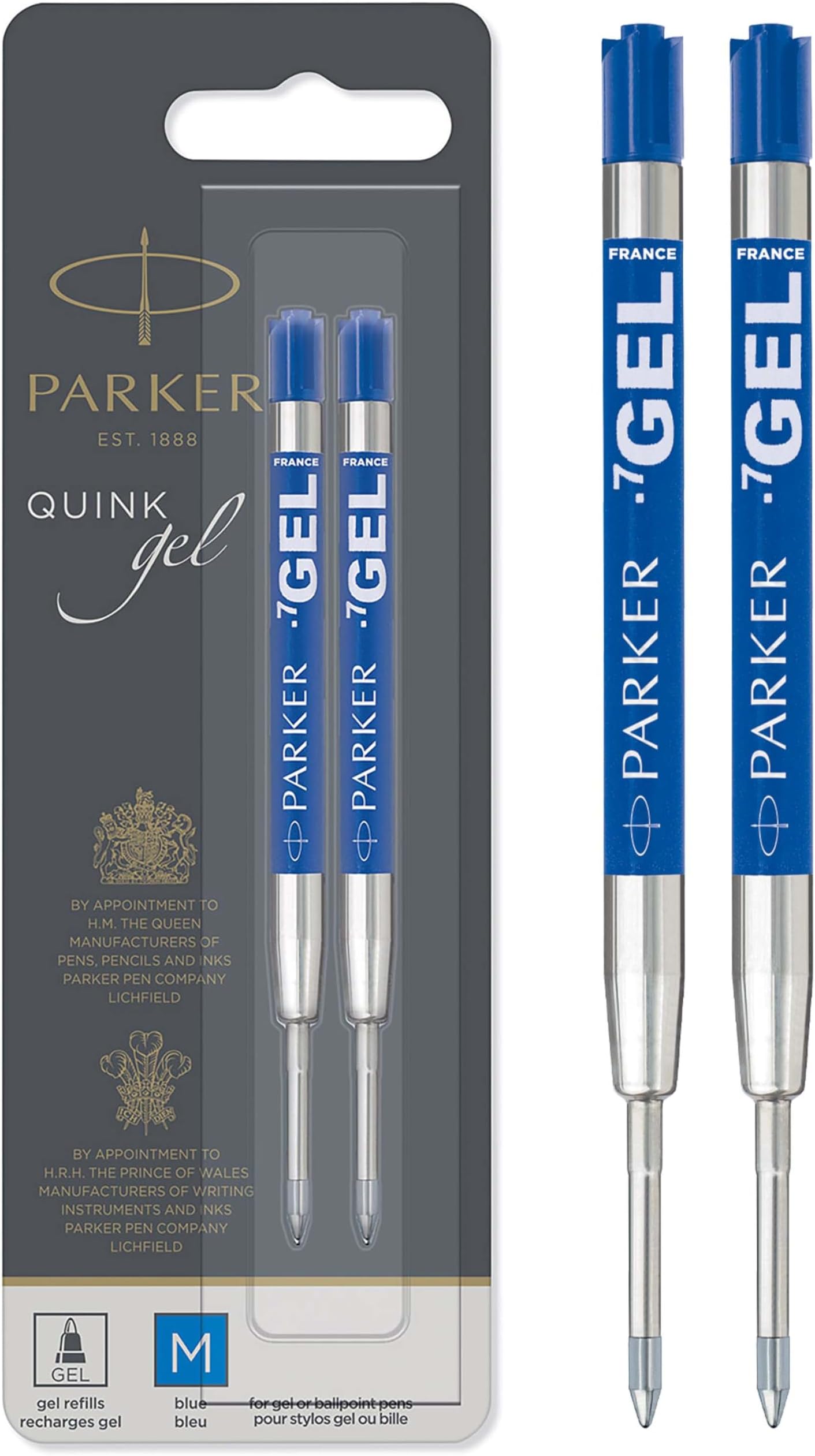 Gel Pen Refills | Medium Tip (0.7mm) | Blue QUINK Ink | 2 Count