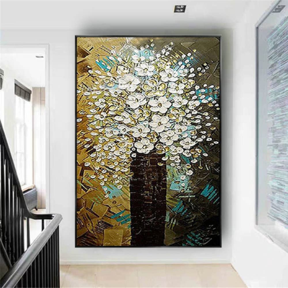 Tableau abstrait nature morte fleur bleu texture 3D pour décoration murale salon - 5