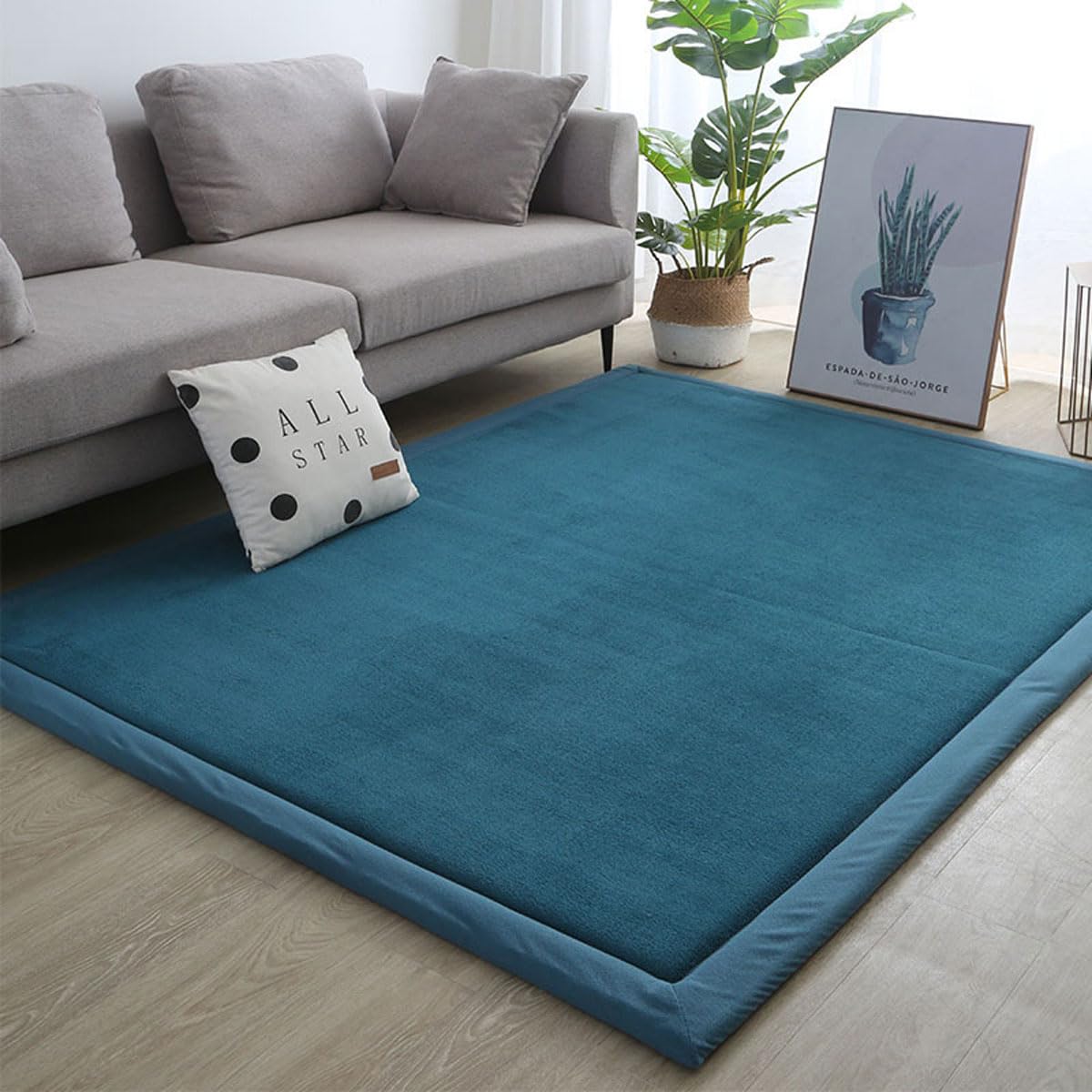 Dmkjdzsw Lake Blue Play Crawling Mat For Nursery Baby, Extra Soft Activity Floor Mat For Kids Playroom Bedroom-120 * 180Cm