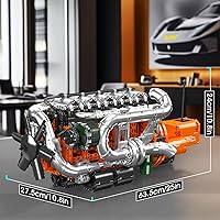 Vista 5 de Mould King 10200 Kit de Modelo de Motor V8 para Camión, Kit de Modelo de Motor MOC con Transmisión, Kit de Construcción de Modelo de Ingeniería