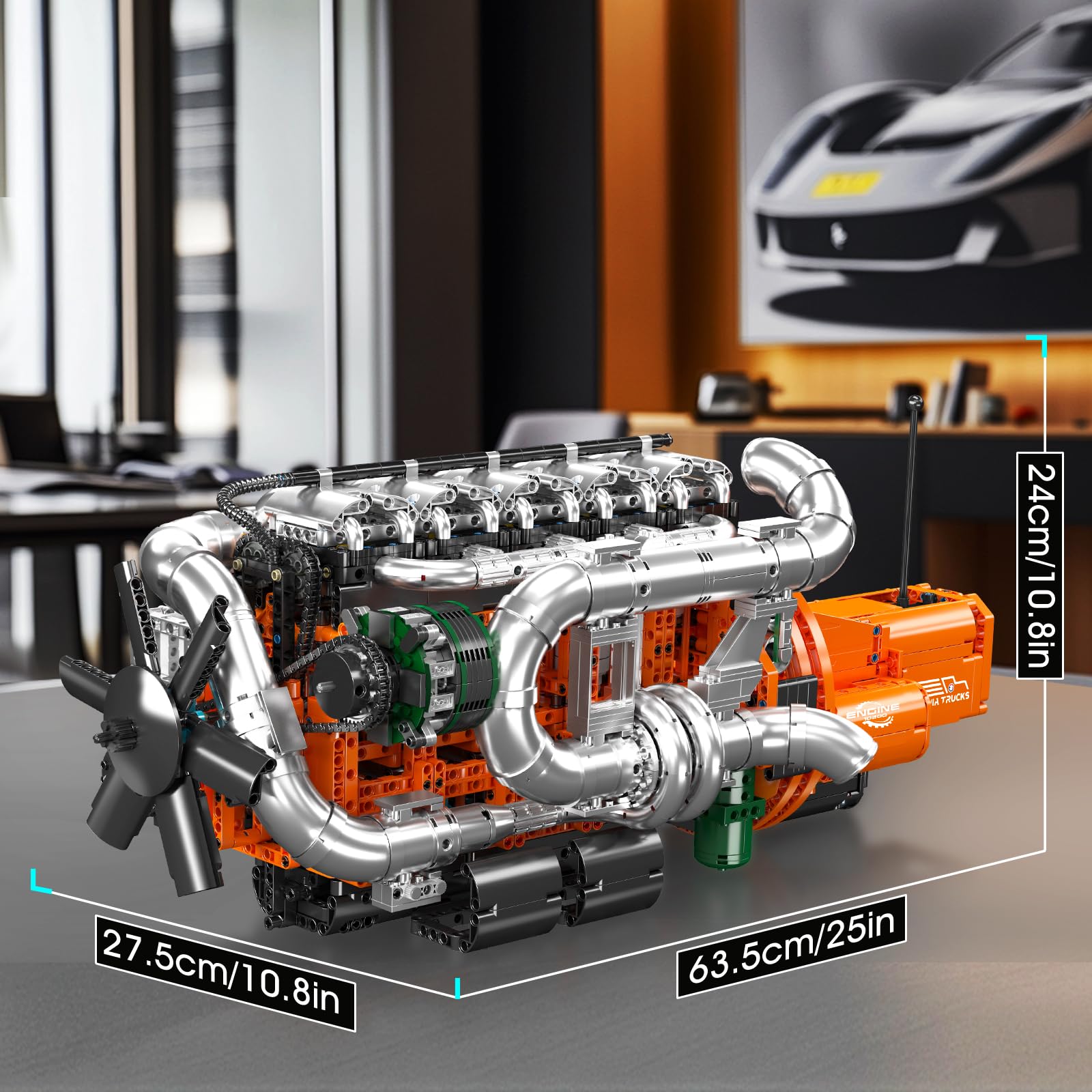 Mould King 3236-Piece V8 Engine Model Kit - Working STEM Toy With Motor For Adults & Teens