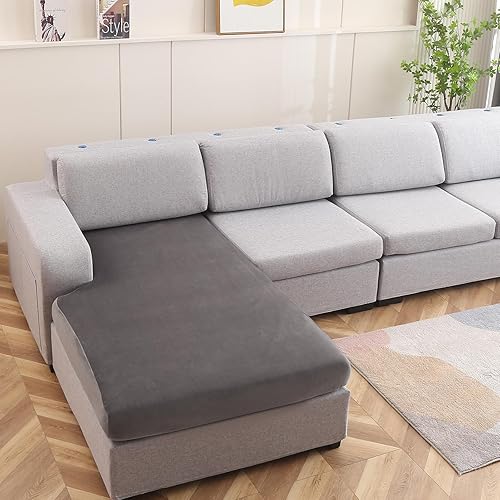 Vista 21 de NeColorLife Funda de cojín de terciopelo para sofá seccional con diván gruesa (1 funda de diván XL, crema)
