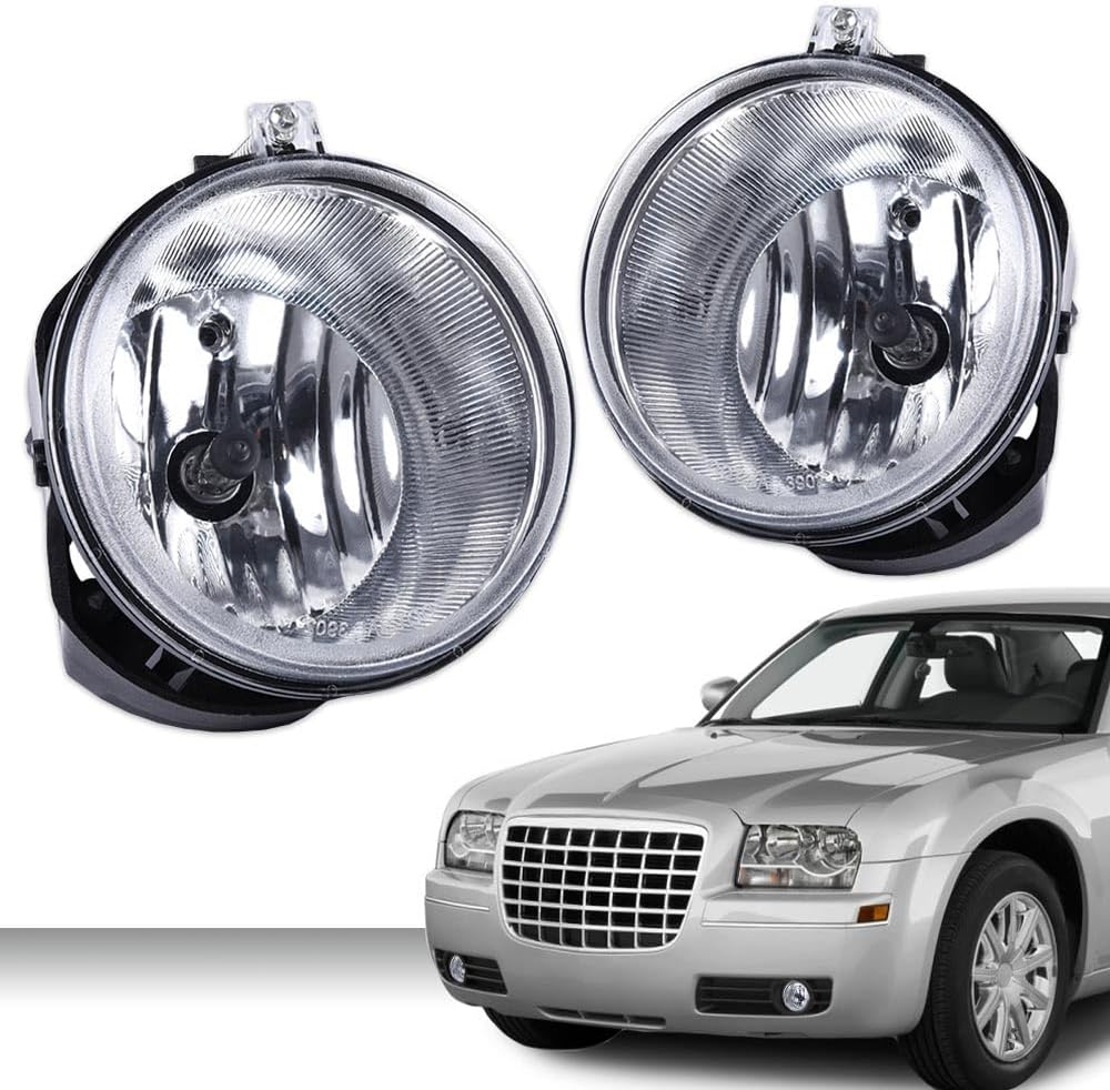 ALLGOOD Fog Lights Front Bumper Compatible with 2005-2010 Jeep Grand Cherokee/Fit 2006-2010 Jeep Commander Left&Right w/Bulb Clear Lens