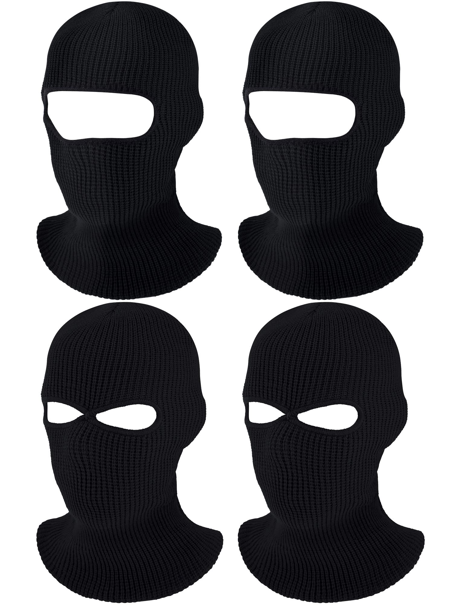 4 Pieces Warm Full Face Cover Ski Mask Winter Balaclava Knit Full Face Mask for Men Women Outdoor Sports (Classic Black, Stylish)