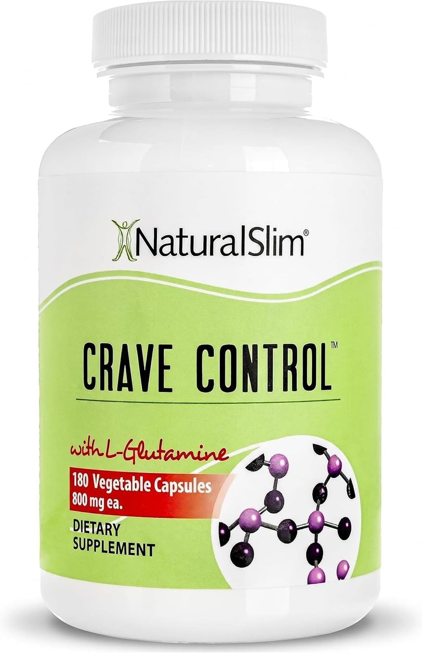 NaturalSlim Natural Appetite Suppressant - Craving Blocker Sugar & Refined Carbs Crave Control - Energy & Metabolism Booster with L Glutamine & Thiamine B1 Supplement - 180 Vegetable Capsules