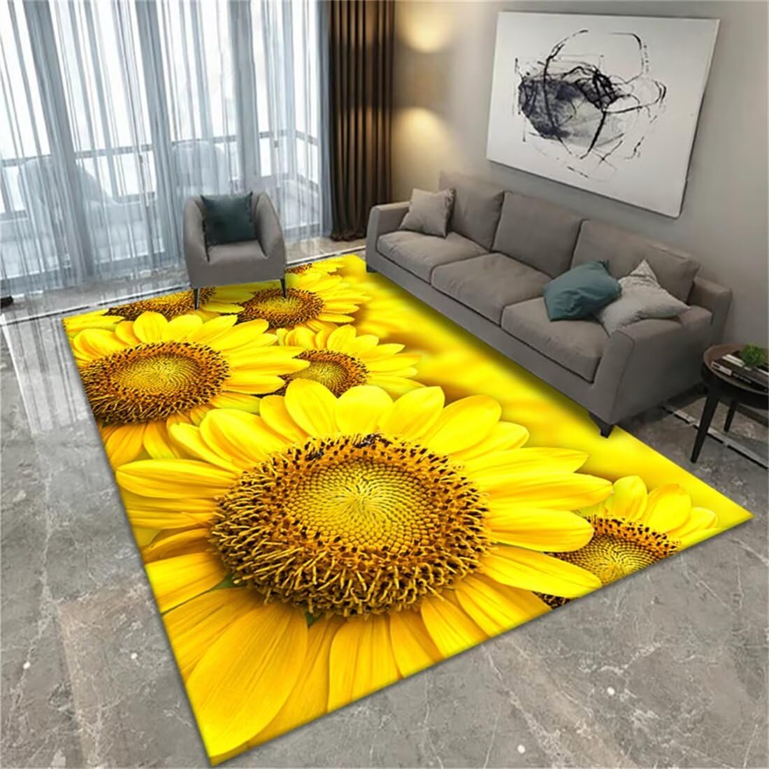 Tapis de sol enfant pliable motif tournesol jaune pour chambre adulte ou balcon en 80x160cm