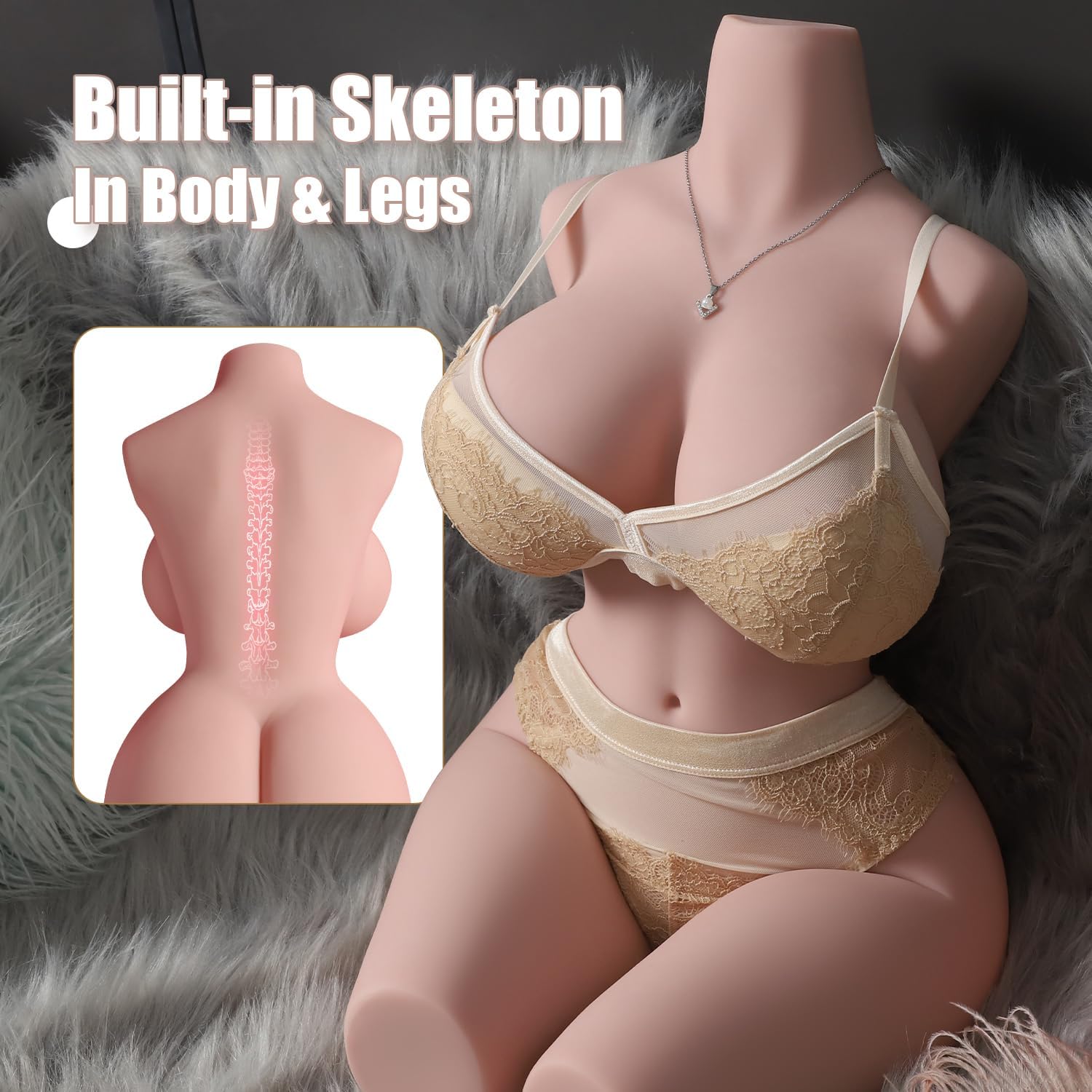 Life Size Sex Doll Torso Lifelike Female Sex Doll for Men with Soft Big Boobs Big Butt Pussy Ass, Realistic Sex Toy Full Size Love Dolls Male Masturbator