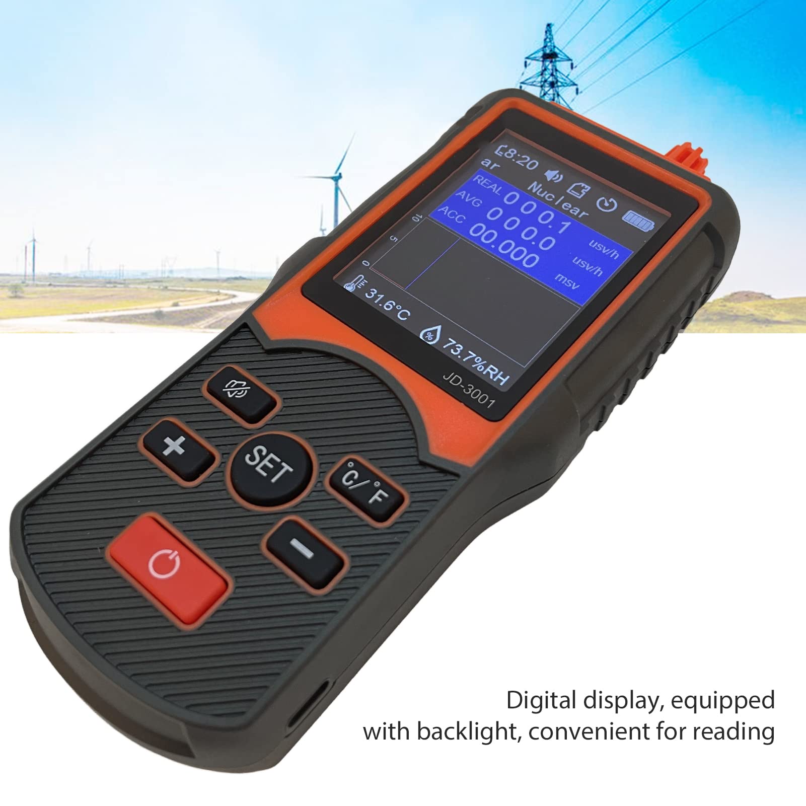 Nuklearer Strahlungsdetektor JD 3001 Geigerzähler-Monitor, Tragbarer Elektromagnetischer Strahlungstester, Echtzeitüberwachung, Digitales Erkennungsmessgerät, Tragbares Dosimeter, Elektromagnetischer