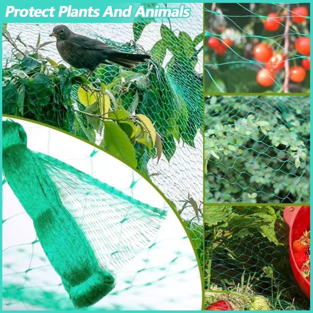 Red de jardín turquesa de 12 x 4 m, malla antipájaros duradera para árboles frutales, verduras y plantas, protege contra ciervos y vida silvestre, ideal para protección del jardín
