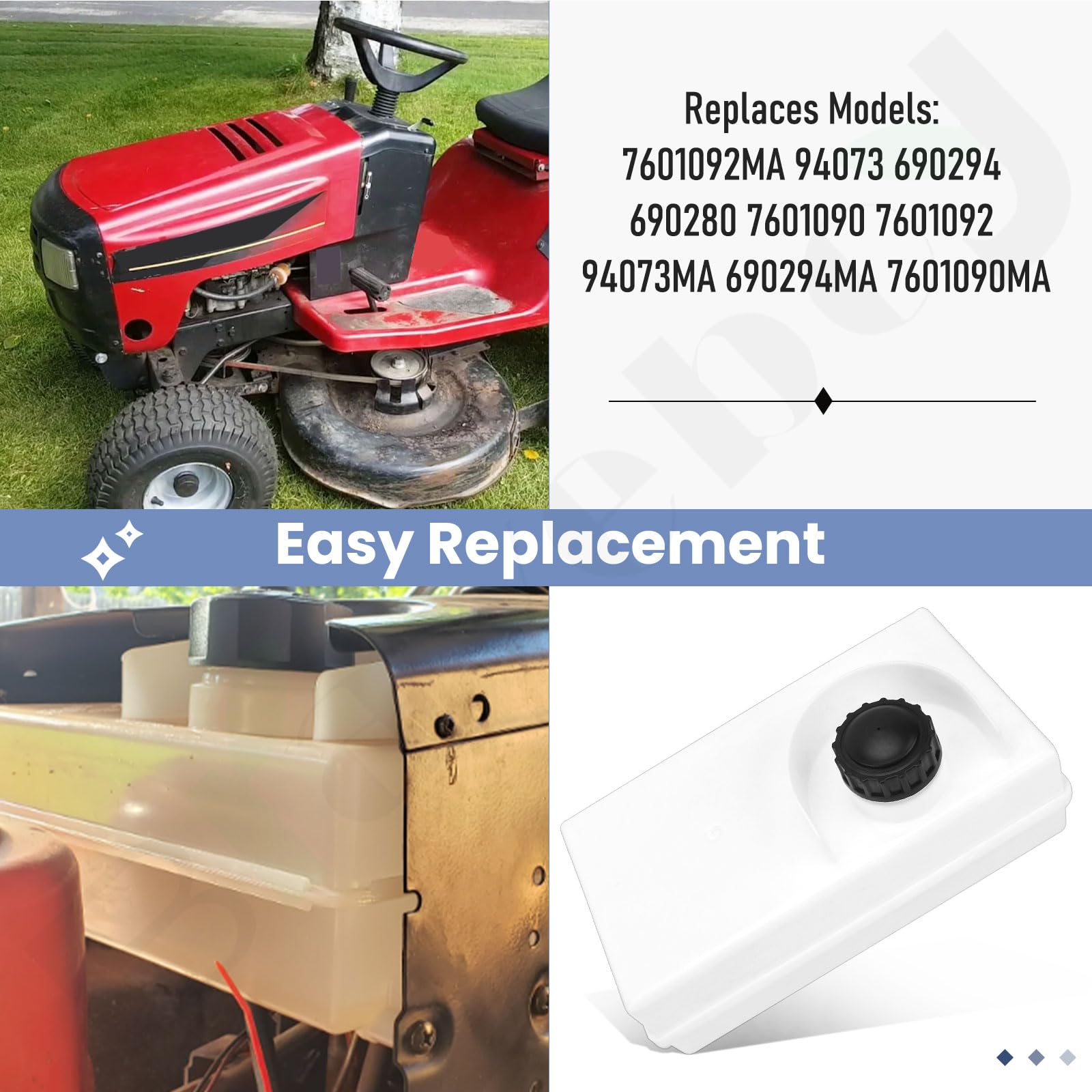 7601092MA - Depósito de combustible de 1.4 galones con tapa compatible con cortacésped B&S Murray 94073 690280 7601090 7601092 94073MA 690294MA