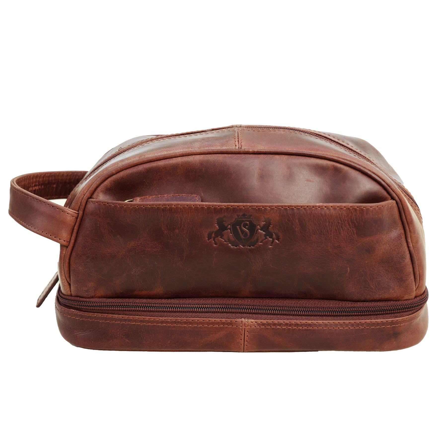 SID & VAIN® borsa toiletry vera pelle vintage ALEX grande borsetta necessaire Toilette pochette beauty case da Viaggio uomo marrone prodotto artigianale