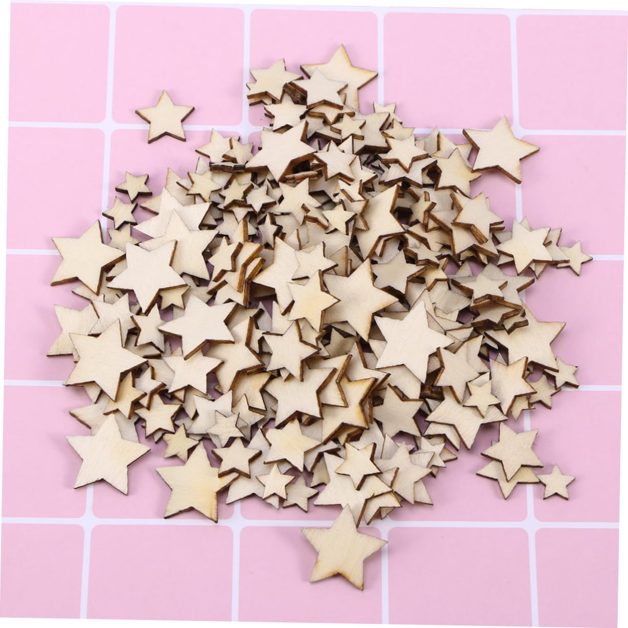Embellissements en Bois Pentagramme 200 Pièces Beige pour Bricolage