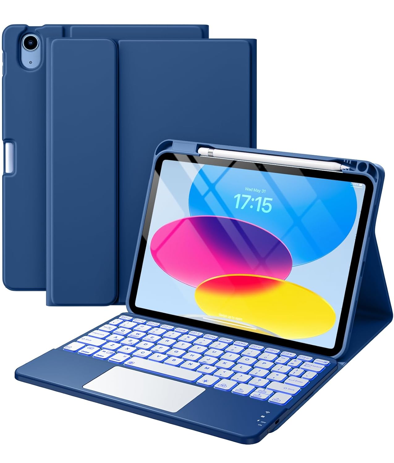 Harvopu Compatible for iPad 11th 10th Generation Case with Keyboard Folio Cover with Pencil Holder Multi-Touch Trackpad 7