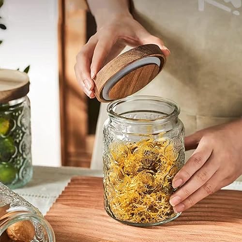 Miniatura 7 de Snminetal Tarro sellado de vidrio vintage para almacenamiento de cocina, recipientes de vidrio de cocina, con tapa de madera hermética para
