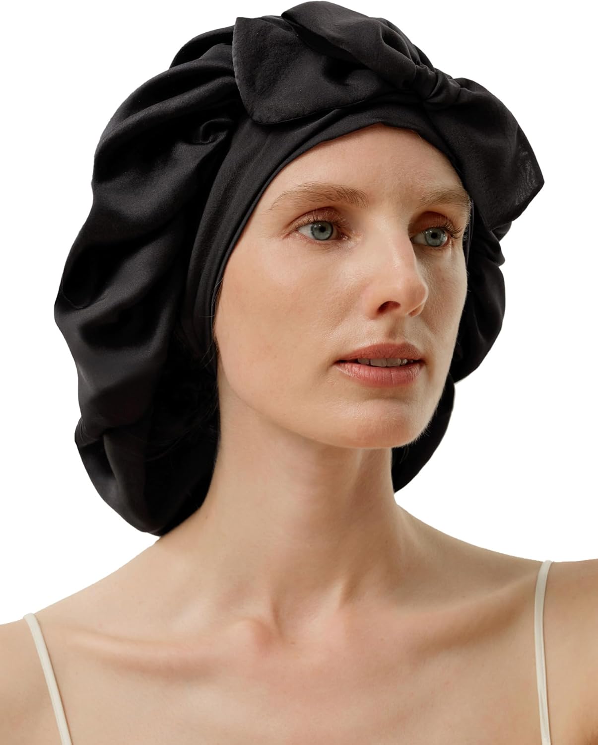 LilySilk 100% Chiffon Silk Bonnet for Women Double Side Reversible Sleep Cap with Tie for Night